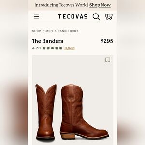 Mens Tecovas boots, size 12.5D, medium brown